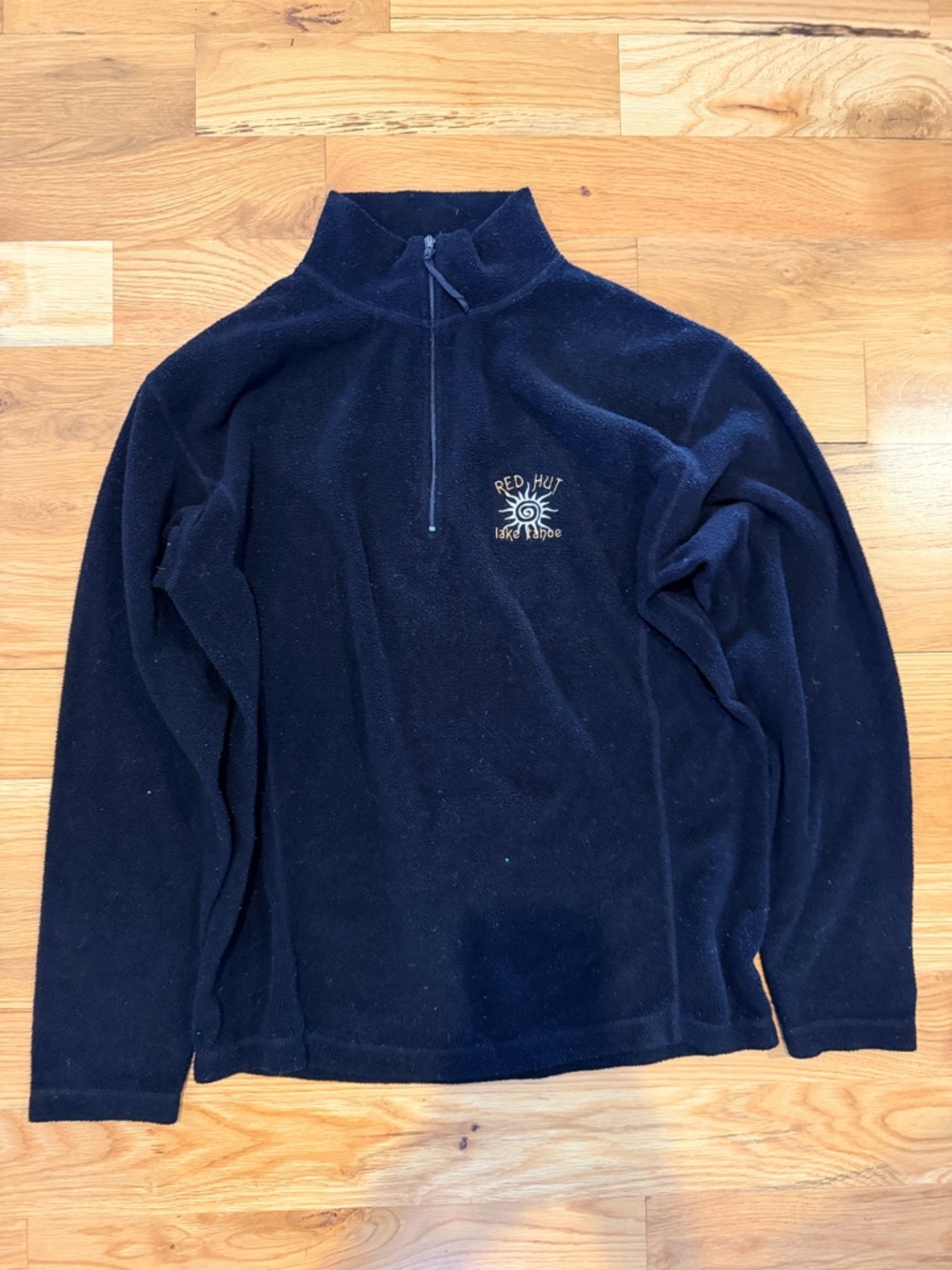Lake Tahoe Red Hut - Black Quarter-Zip Fleece Pullover